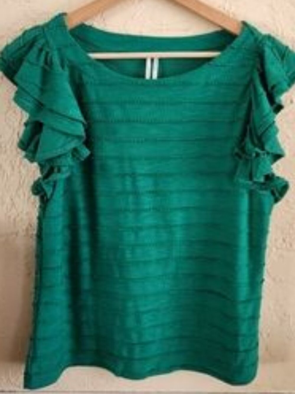 Green Ruffled Sleeve Top